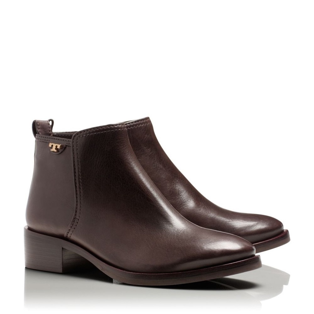 Tory Burch Lexi Brown Leather Ankle Boots